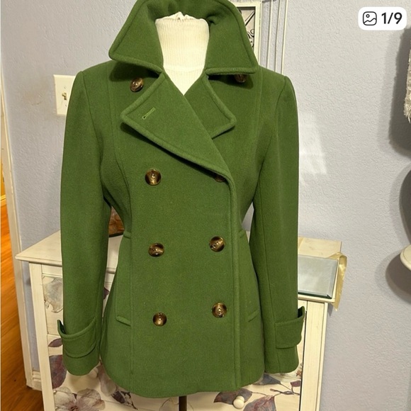 Charter Club Green Double-Breasted Pea Coat - Picture 1 of 8